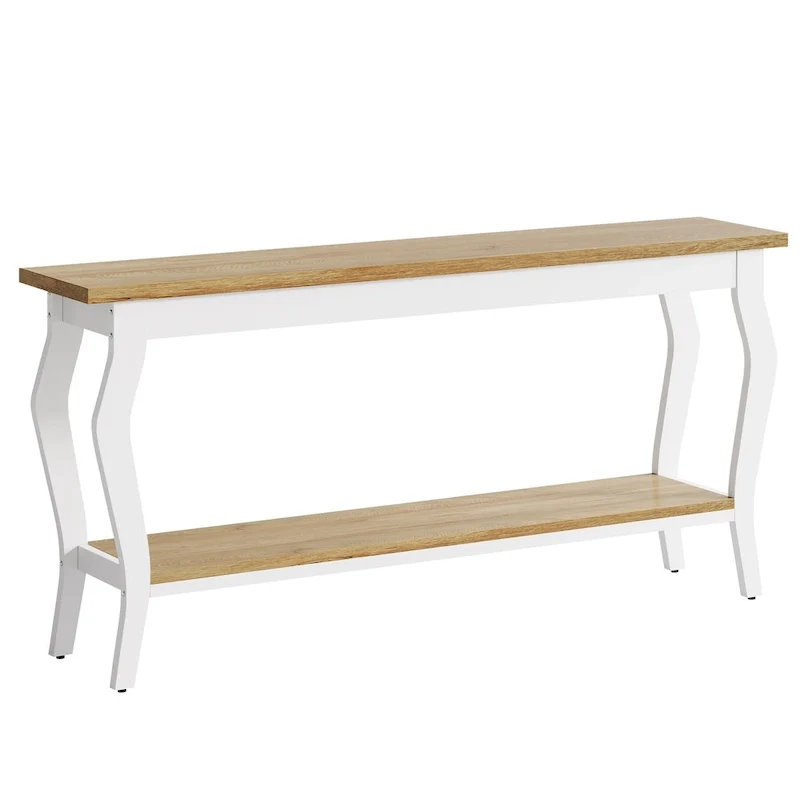 Table console étroite et longue à 2 niveaux pour entrée ou salon