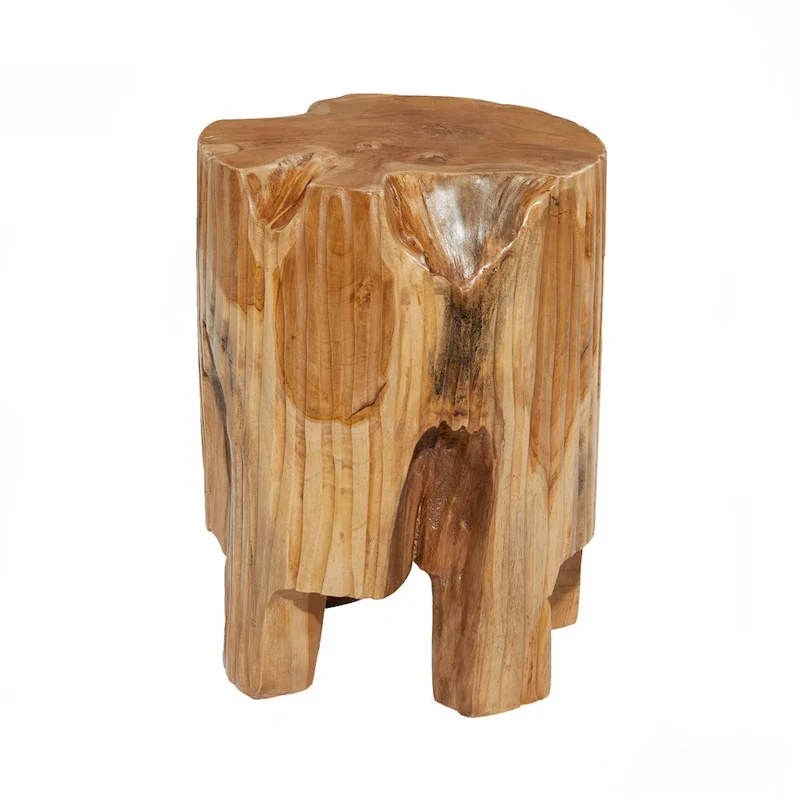 Table d'appoint en teck faite à la main avec bord naturel - Marron - - 12L x 12P x 16H