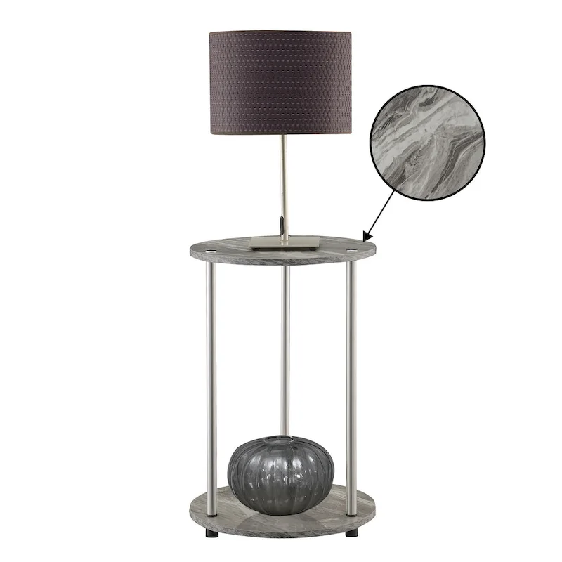 Table d'appoint ronde à 2 niveaux sans outils
