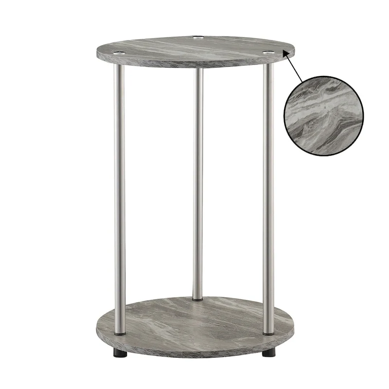 Table d'appoint ronde à 2 niveaux sans outils