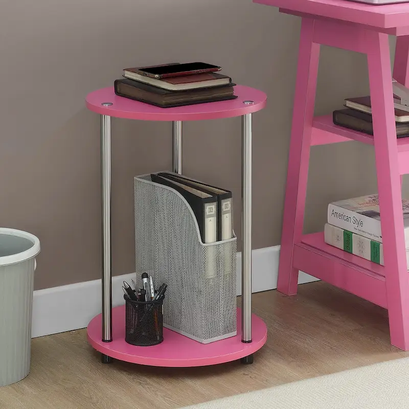 Table d'appoint ronde à 2 niveaux sans outils