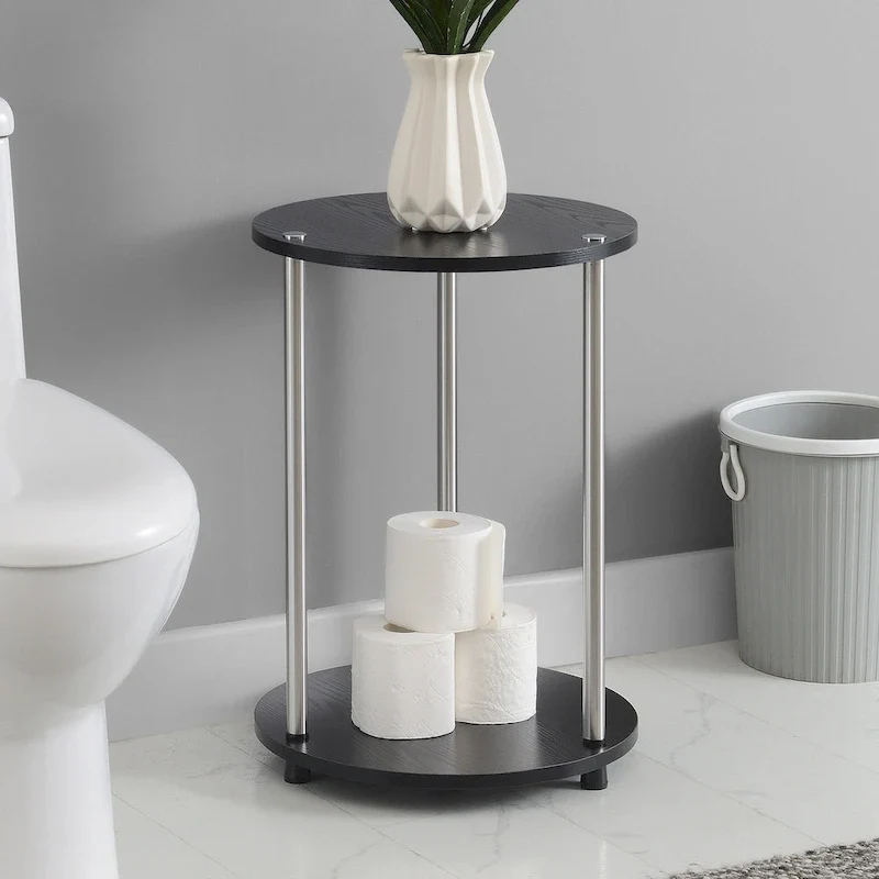 Table d'appoint ronde à 2 niveaux sans outils