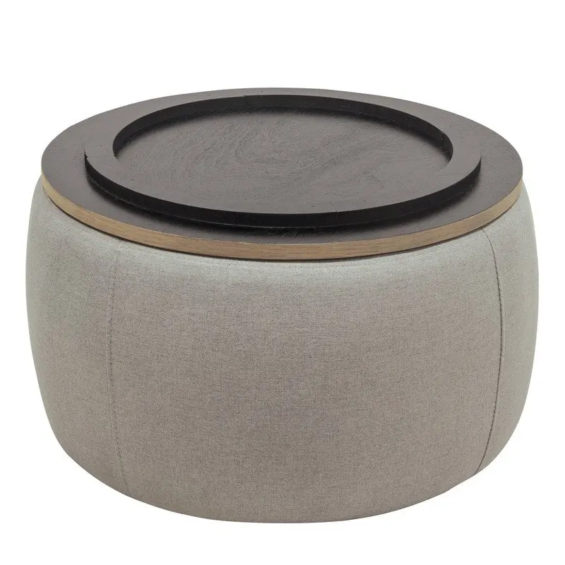 Pouf de rangement rond, pouf de table basse 3-en-1, table d'appoint faite à la main