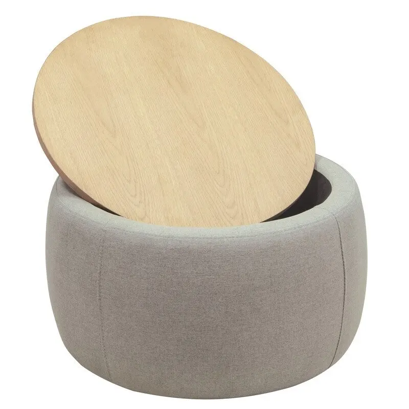 Pouf de rangement rond, pouf de table basse 3-en-1, table d'appoint faite à la main