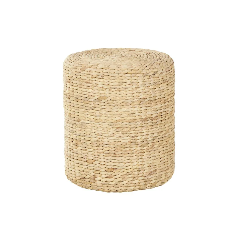 Table d'appoint ronde artisanale en jonc de mer – Marron –