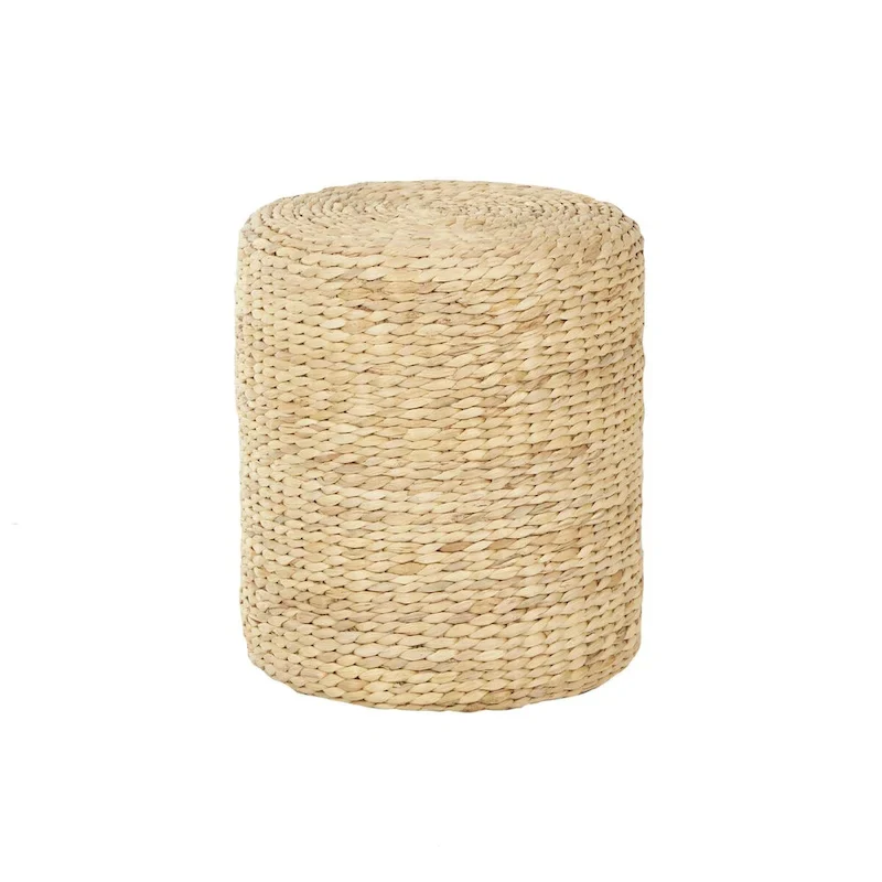 Table d'appoint ronde artisanale en jonc de mer – Marron –