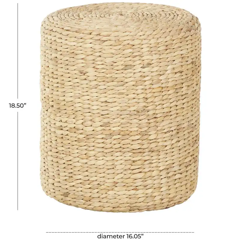 Table d'appoint ronde artisanale en jonc de mer – Marron –