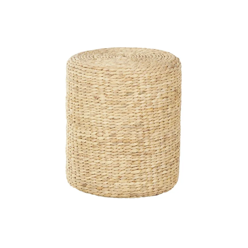 Table d'appoint ronde artisanale en jonc de mer – Marron –