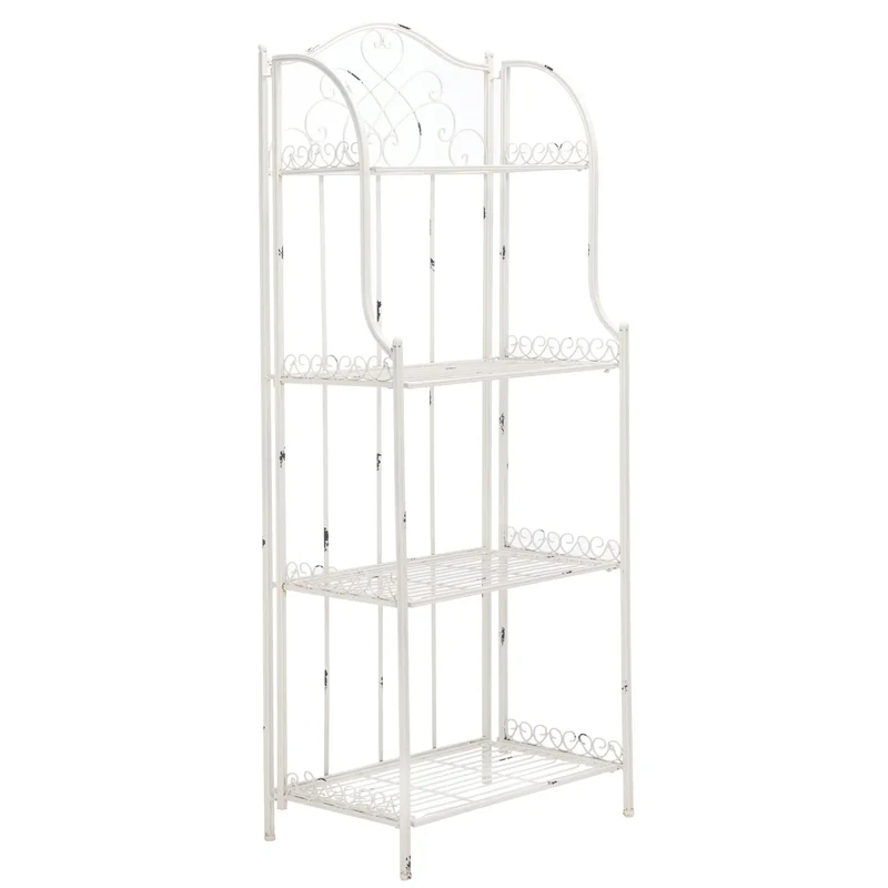 SAFAVIEH Bryn Étagère de boulanger d'extérieur victorienne en fer forgé à 4 niveaux - 63,5 cm l x 38,1 cm P x 160 cm H - 25L x 15P x 63H