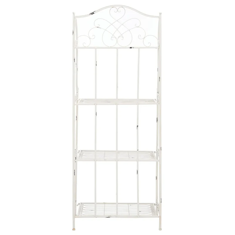 SAFAVIEH Bryn Étagère de boulanger d'extérieur victorienne en fer forgé à 4 niveaux - 63,5 cm l x 38,1 cm P x 160 cm H - 25L x 15P x 63H