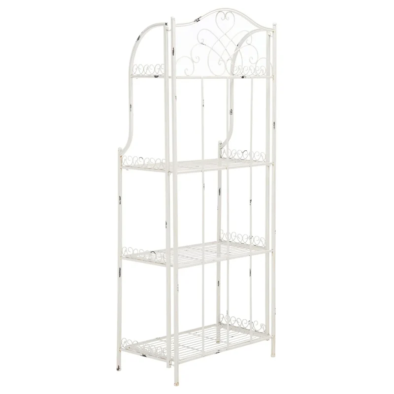 SAFAVIEH Bryn Étagère de boulanger d'extérieur victorienne en fer forgé à 4 niveaux - 63,5 cm l x 38,1 cm P x 160 cm H - 25L x 15P x 63H