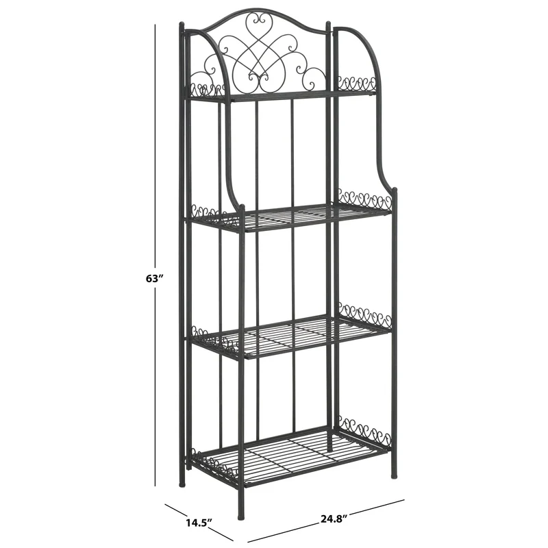 SAFAVIEH Bryn Étagère de boulanger d'extérieur victorienne en fer forgé à 4 niveaux - 63,5 cm l x 38,1 cm P x 160 cm H - 25L x 15P x 63H