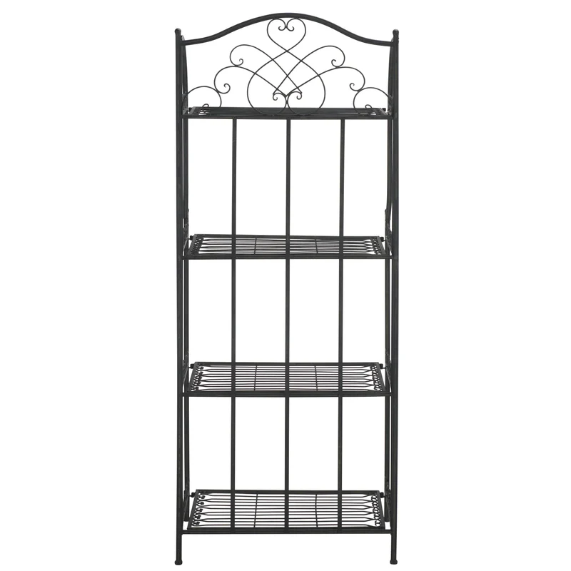 SAFAVIEH Bryn Étagère de boulanger d'extérieur victorienne en fer forgé à 4 niveaux - 63,5 cm l x 38,1 cm P x 160 cm H - 25L x 15P x 63H