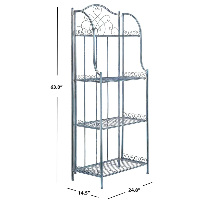 SAFAVIEH Bryn Étagère de boulanger d'extérieur victorienne en fer forgé à 4 niveaux - 63,5 cm l x 38,1 cm P x 160 cm H - 25L x 15P x 63H