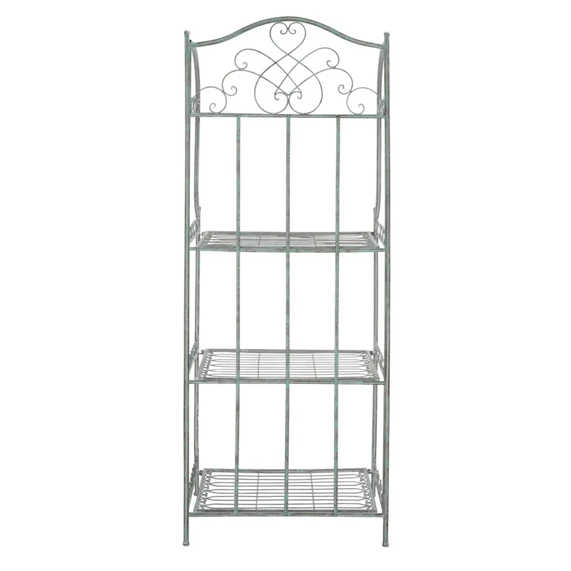 SAFAVIEH Bryn Étagère de boulanger d'extérieur victorienne en fer forgé à 4 niveaux - 63,5 cm l x 38,1 cm P x 160 cm H - 25L x 15P x 63H