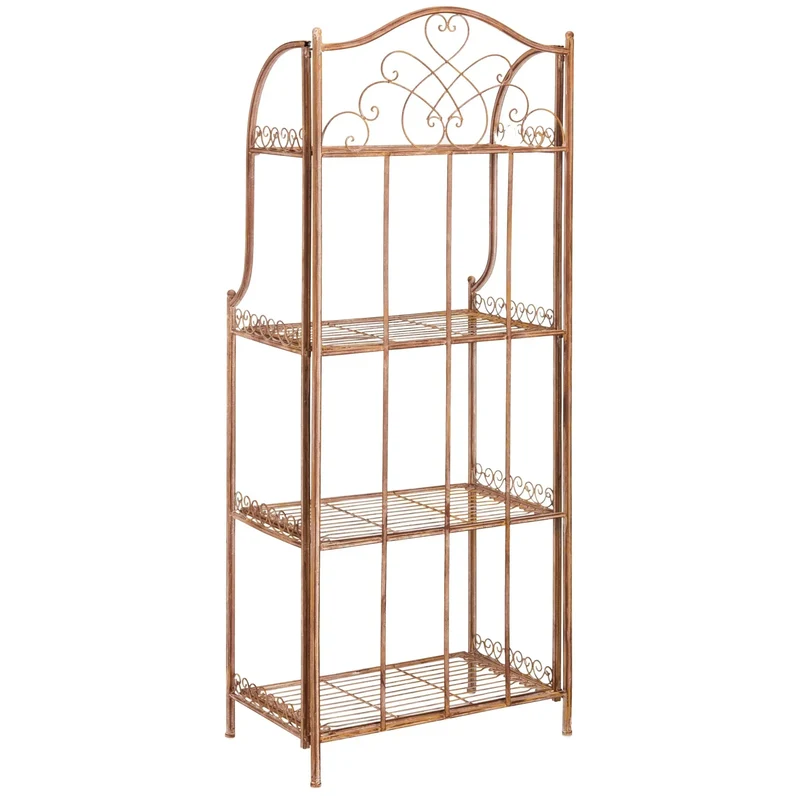 SAFAVIEH Bryn Étagère de boulanger d'extérieur victorienne en fer forgé à 4 niveaux - 63,5 cm l x 38,1 cm P x 160 cm H - 25L x 15P x 63H