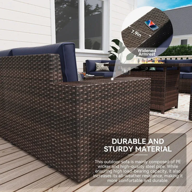 Ensemble de mobilier de jardin 13 pièces avec table brasero de 44 pouces
