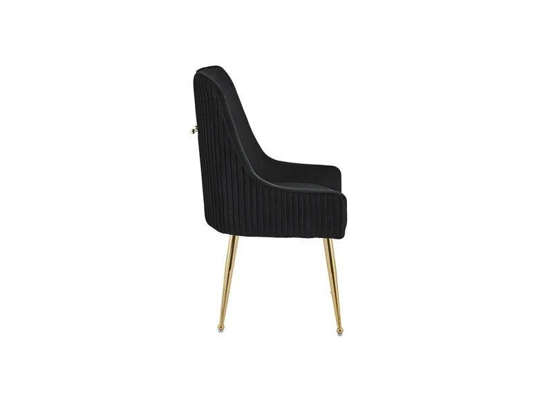 Lot de 2 chaises en velours noir pieds en métal doré DORY