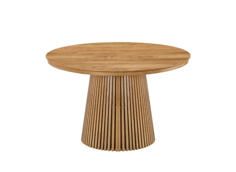 Table à manger ronde extensible en bois clair 120-200cm HEKA