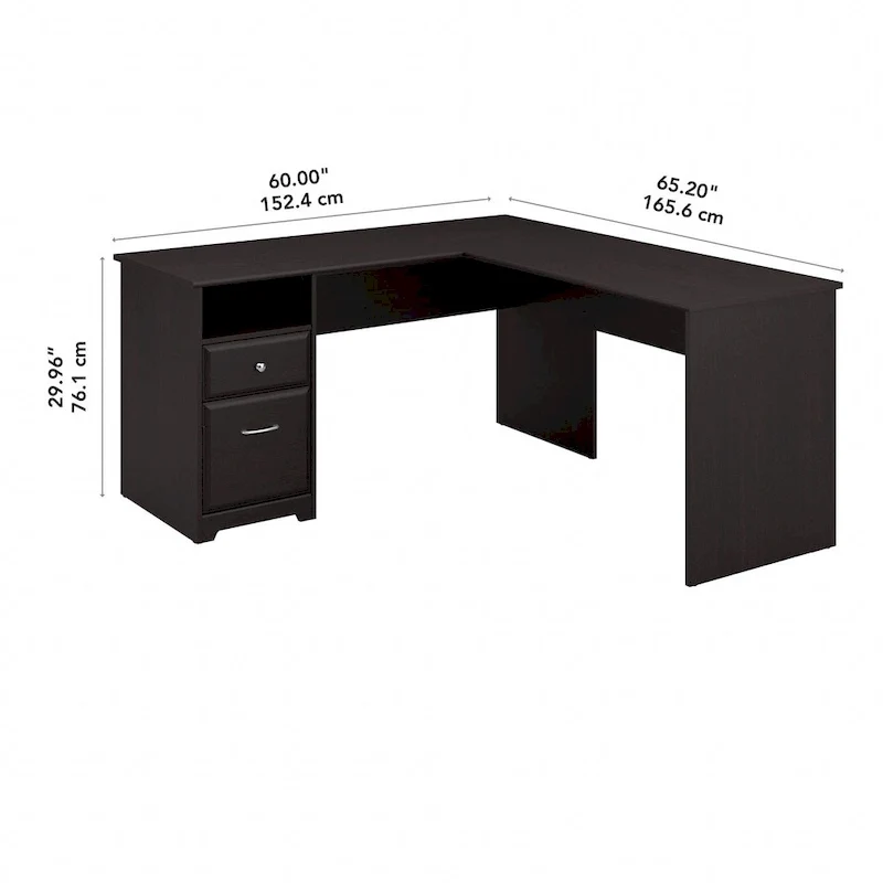 Bureau d'angle en L de 152,4 cm avec huche et tiroirs par