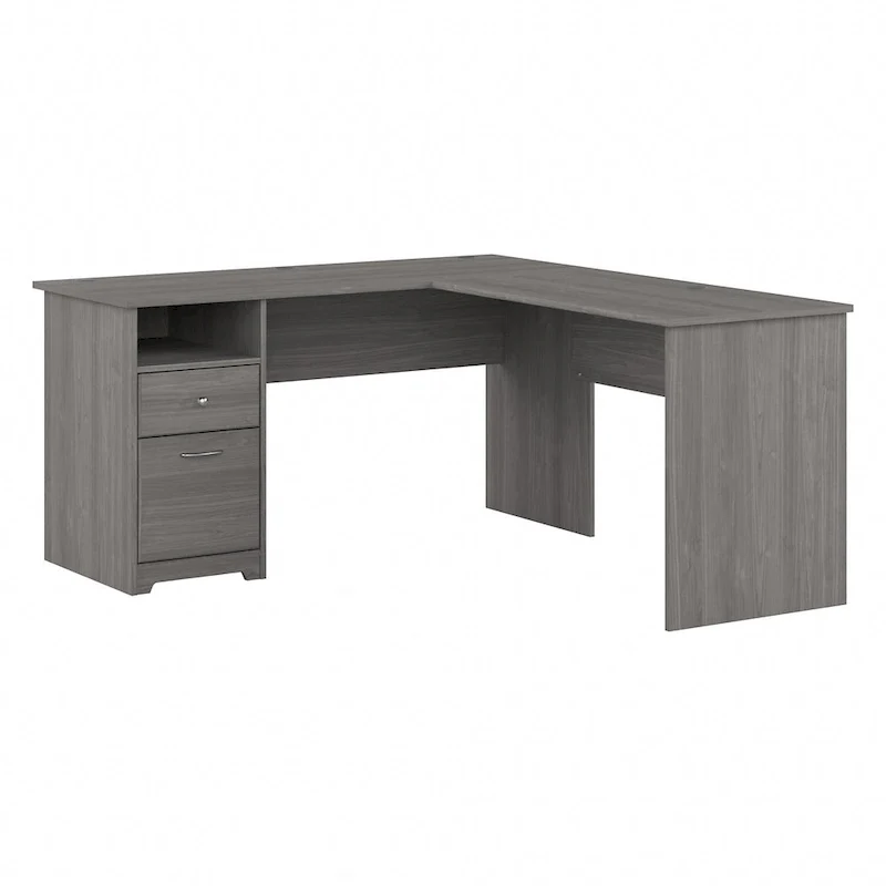 Bureau d'angle en L de 152,4 cm avec huche et tiroirs par