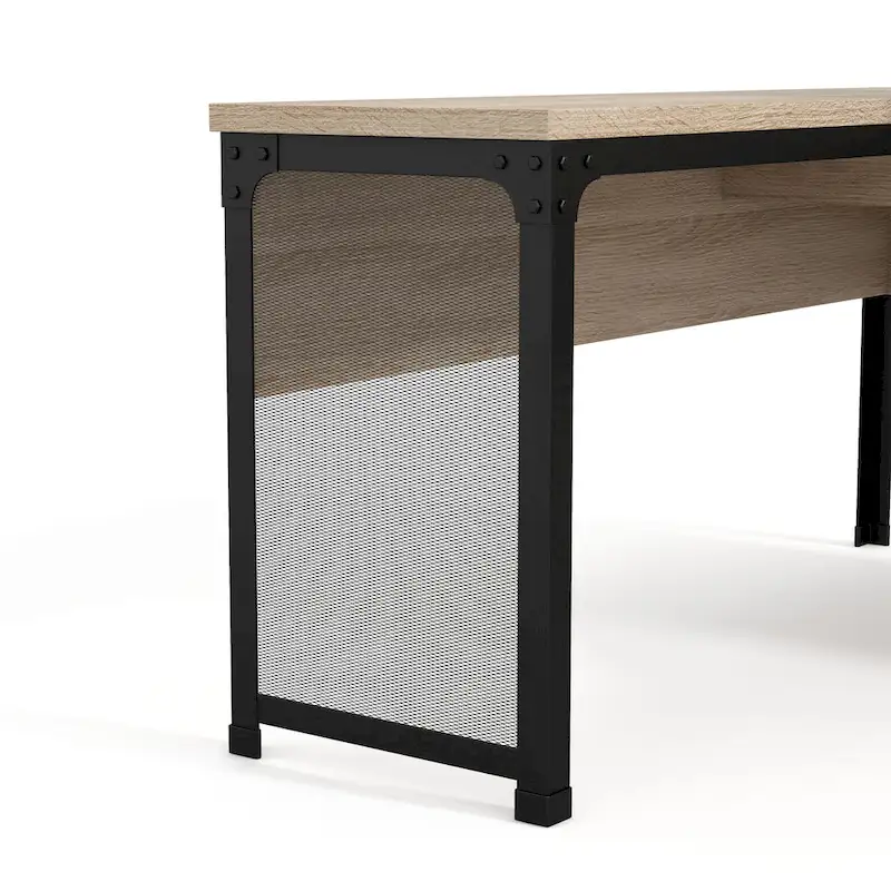 Bureau d'angle debout 165 cm en métal et chêne naturel industriel par
