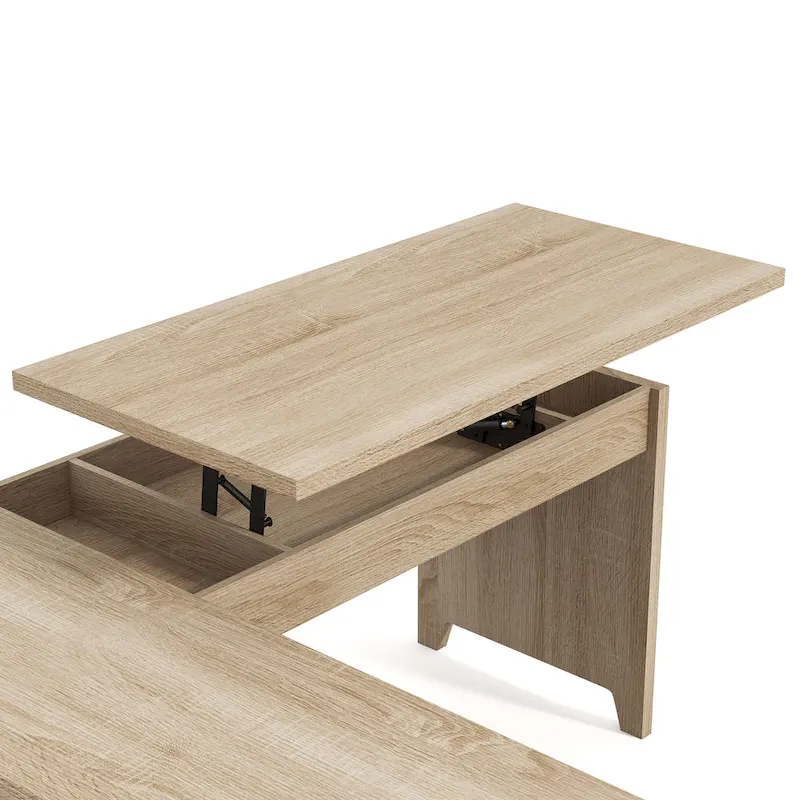 Bureau d'angle debout 165 cm en métal et chêne naturel industriel par
