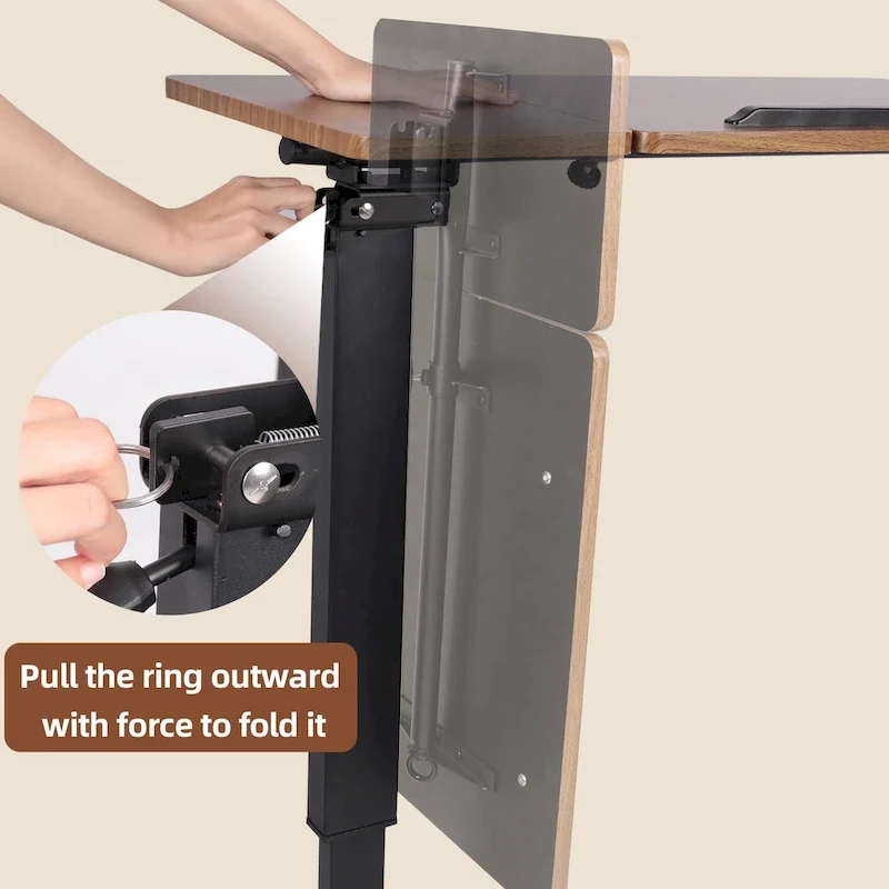 Table de lit réglable en hauteur, bureau d'ordinateur portable inclinable avec 4 roulettes
