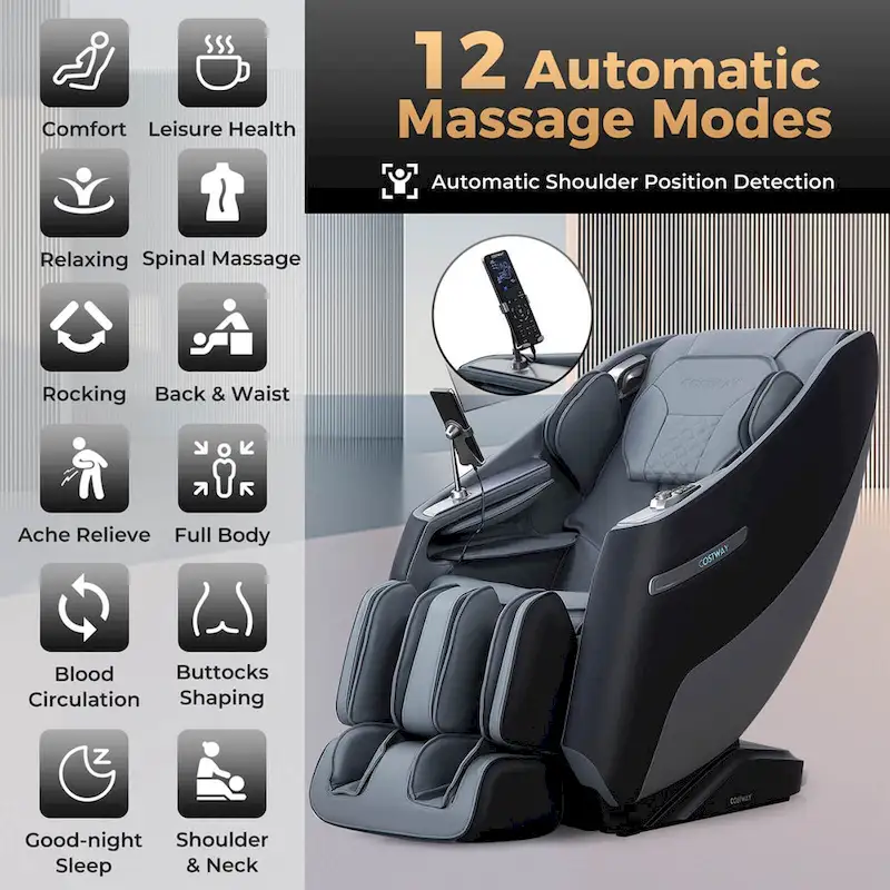 Fauteuil de massage corporel complet Costway Zero Gravity SL Track avec taille