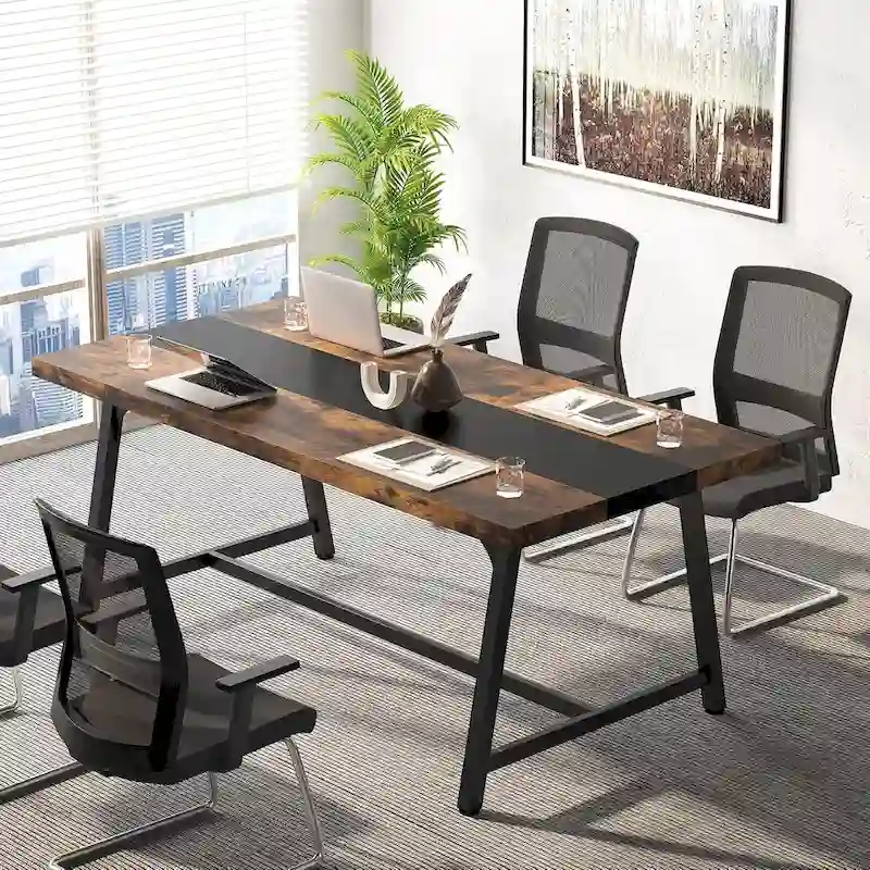 Table de conférence rectangulaire de 1,80 m, table de réunion de 180 cm pour 6 à 8 personnes