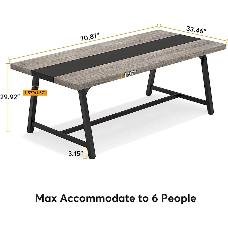 Table de conférence rectangulaire de 1,80 m, table de réunion de 180 cm pour 6 à 8 personnes