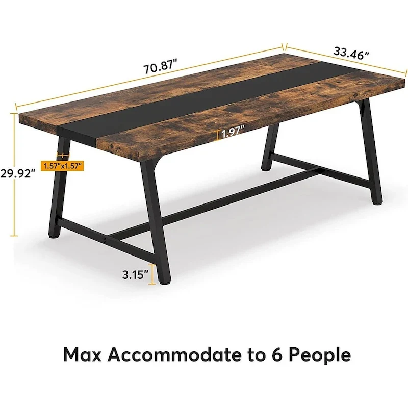Table de conférence rectangulaire de 1,80 m, table de réunion de 180 cm pour 6 à 8 personnes