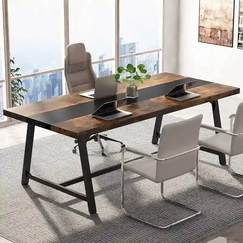 Table de conférence rectangulaire de 1,80 m, table de réunion de 180 cm pour 6 à 8 personnes