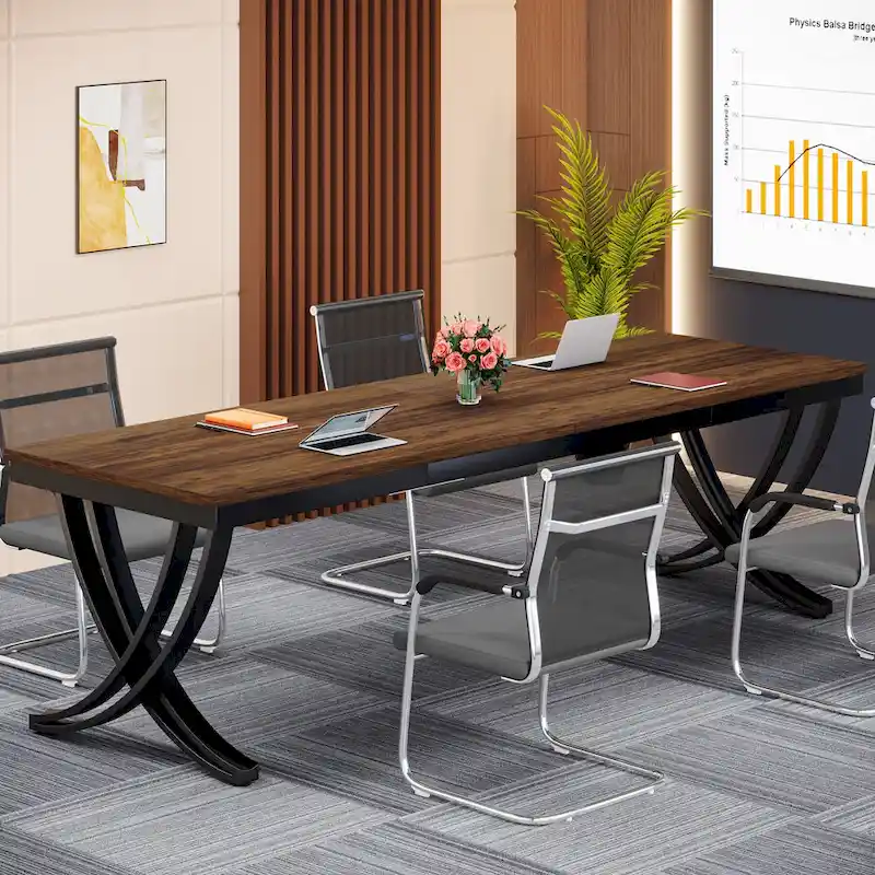 Table de conférence/réunion rectangulaire de 1,98 m pour 6 à 8 personnes