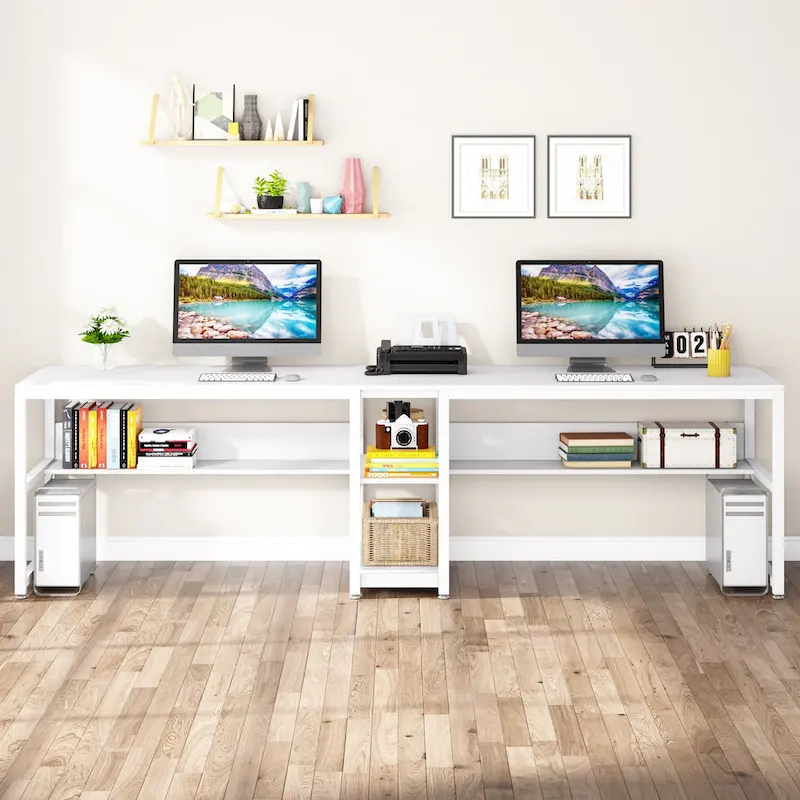 Bureau deux personnes avec étagère, Double bureau