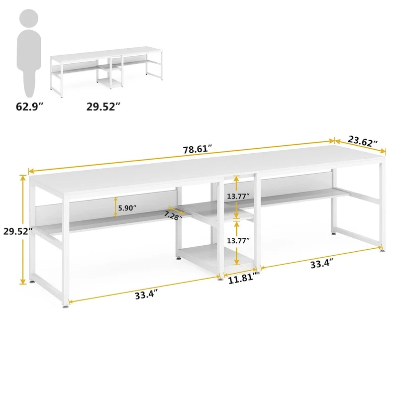 Bureau deux personnes avec étagère, Double bureau