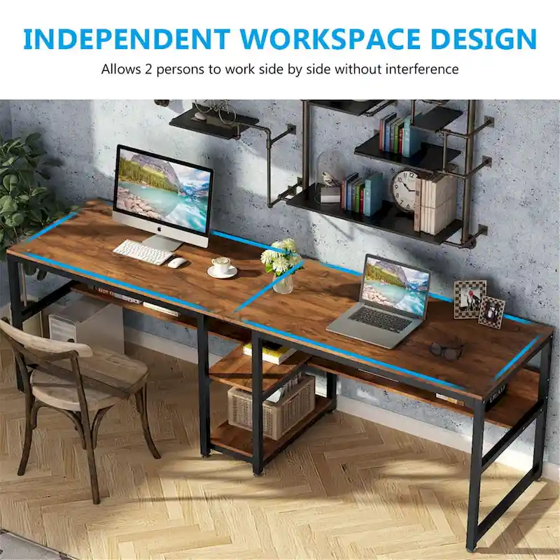 Bureau deux personnes avec étagère, Double bureau
