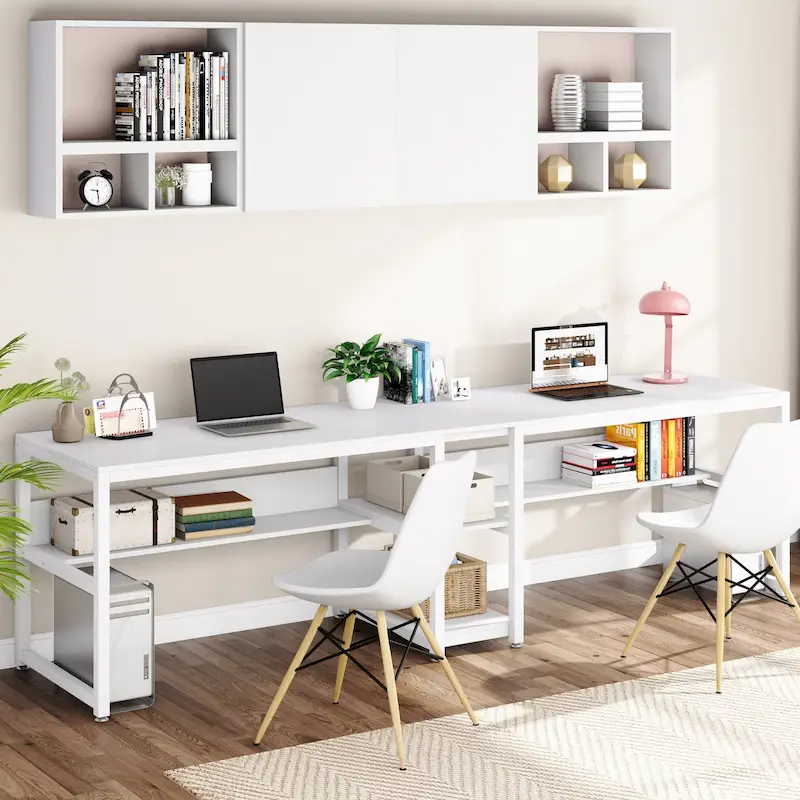 Bureau deux personnes avec étagère, Double bureau
