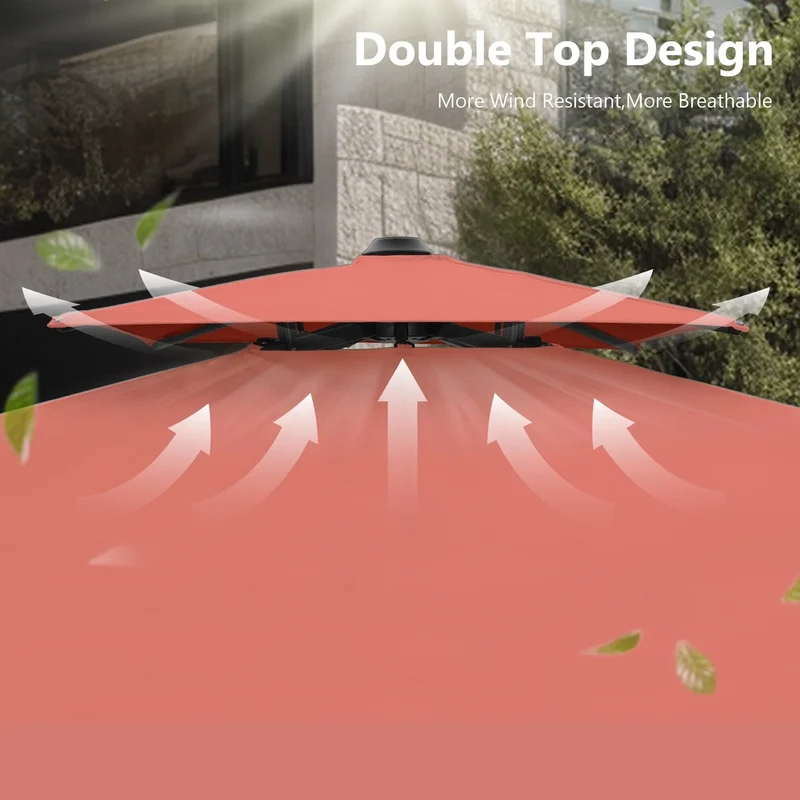 MAISON ARTS Parasol déporté hydraulique automatique 3,6 m avec mât en aluminium et rotation à 360 degrés