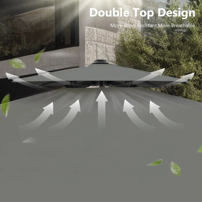 MAISON ARTS Parasol déporté hydraulique automatique 3,6 m avec mât en aluminium et rotation à 360 degrés