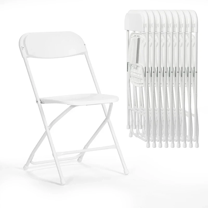 Chaise pliante en plastique, lot de 10, capacité de 158 kg pour événements, bureau, mariage, fête, pique-nique, cuisine, salle à manger