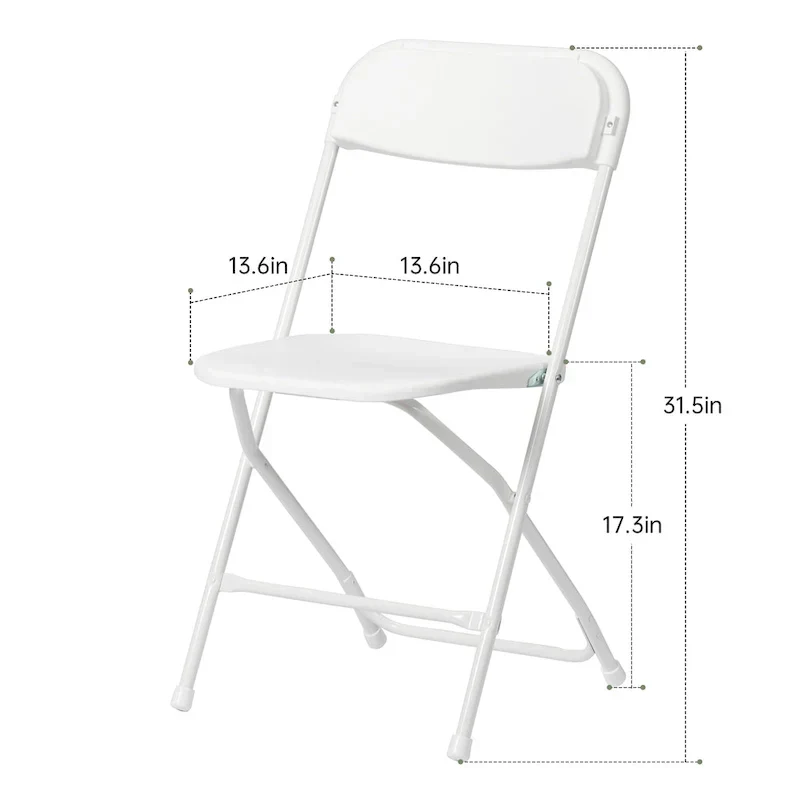 Chaise pliante en plastique, lot de 10, capacité de 158 kg pour événements, bureau, mariage, fête, pique-nique, cuisine, salle à manger