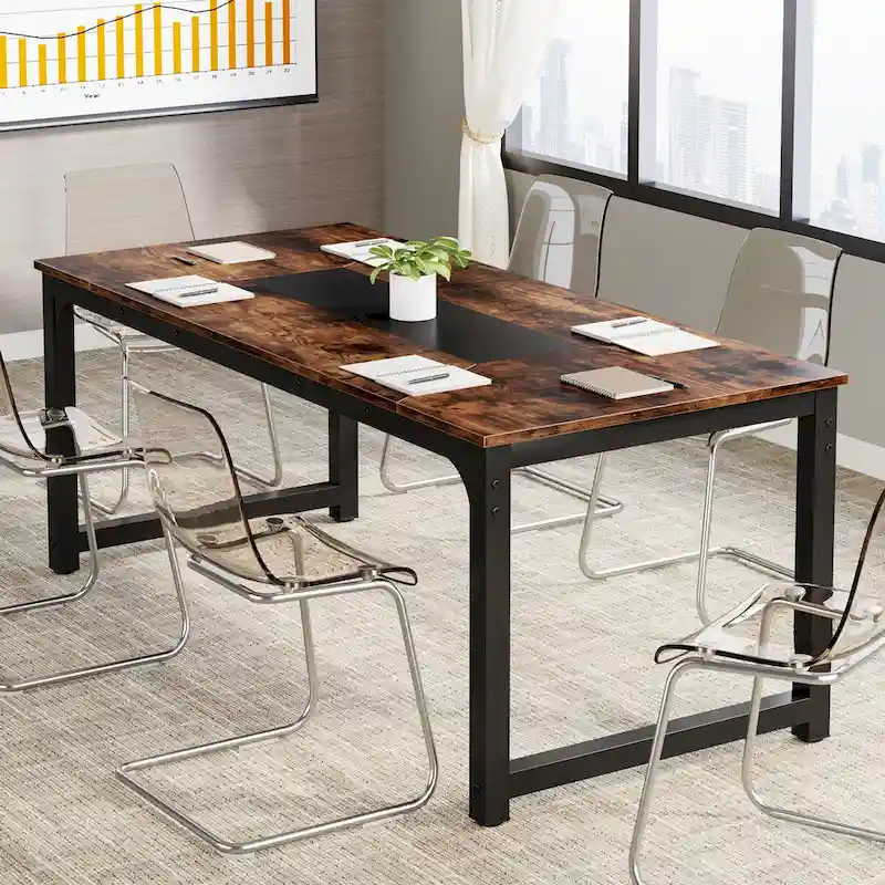 Table de conférence en bois de 71 po, table de séminaire moderne pour salle de réunion - 70,9 L x 35,4 l x 30,3 H