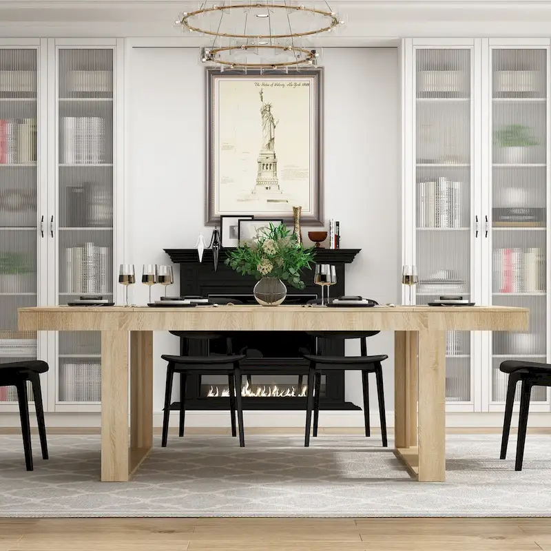Table de conférence 220 cm (L) x 120 cm (P) avec piètement en bois pour bureau professionnel