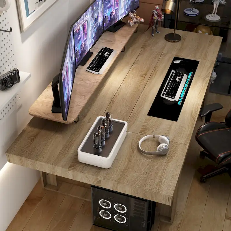 Table de conférence 220 cm (L) x 120 cm (P) avec piètement en bois pour bureau professionnel