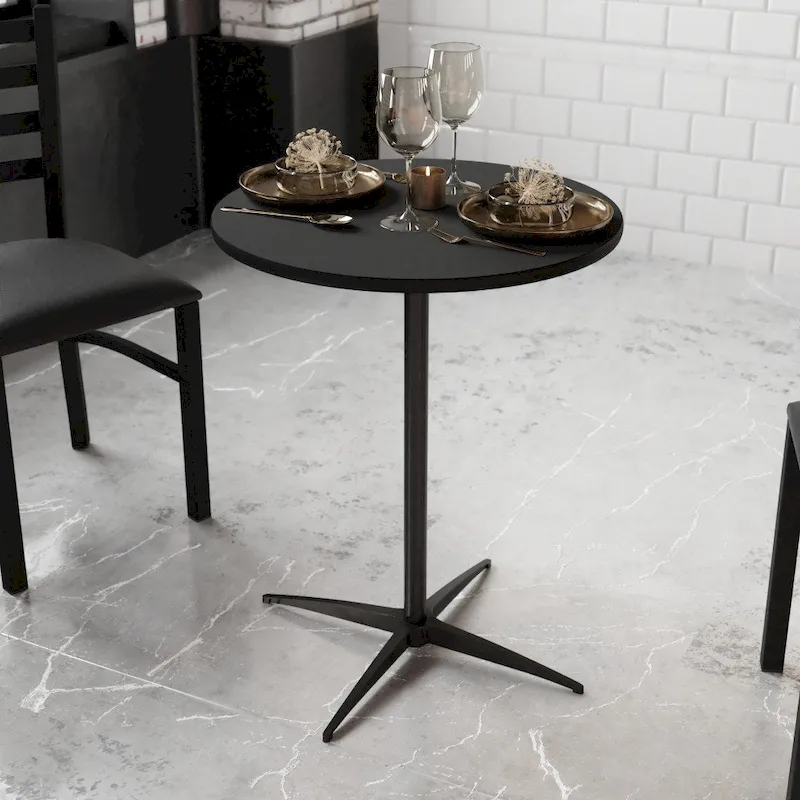 Table à cocktail ronde en bois de 24 po avec colonnes de 30 et 42 po