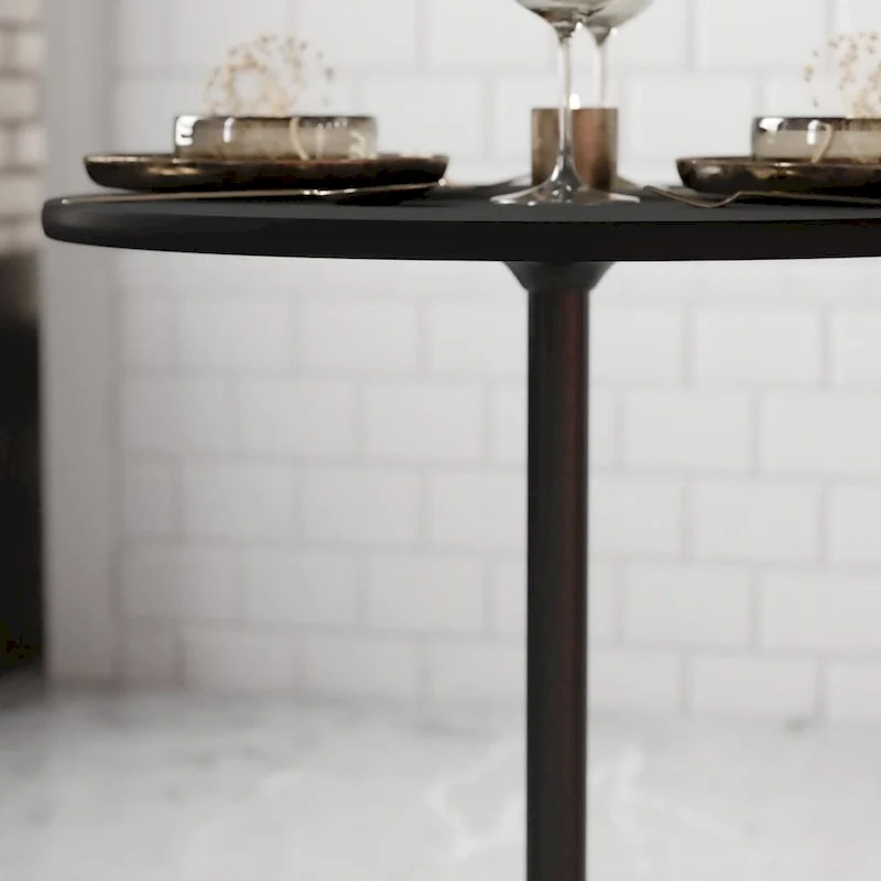 Table à cocktail ronde en bois de 24 po avec colonnes de 30 et 42 po