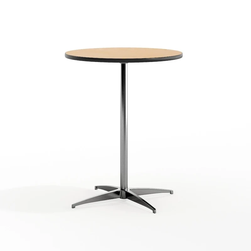 Table à cocktail ronde en bois de 24 po avec colonnes de 30 et 42 po