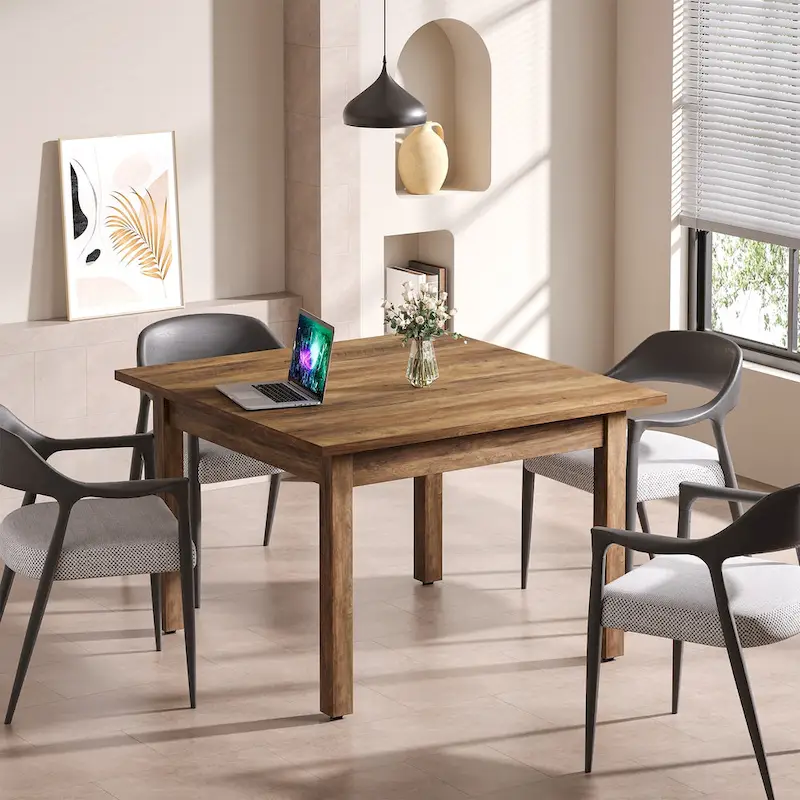 Table de conférence carrée de 100 cm avec pieds en bois massif pour salle de réunion