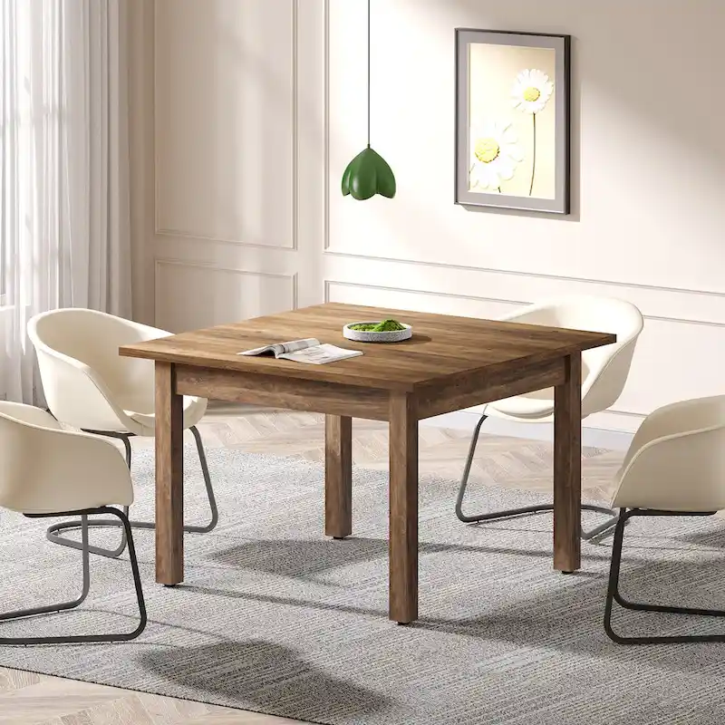Table de conférence carrée de 100 cm avec pieds en bois massif pour salle de réunion